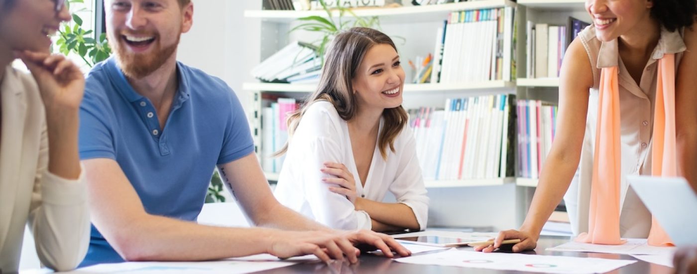 Creative business people working on business project in modern office